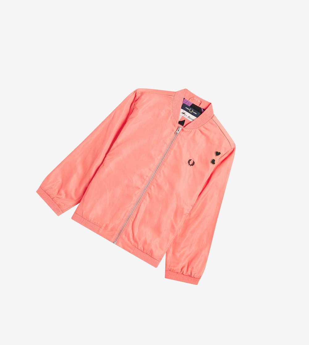 Coral Fred Perry Amy Winehouse Foundation Satin Bomber Jacket Women's Jackets | GQAWL-2867