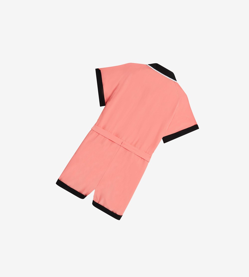 Coral Fred Perry Amy Winehouse Foundation Button-Through Playsuit Women's Dresses | ZYEAQ-6817