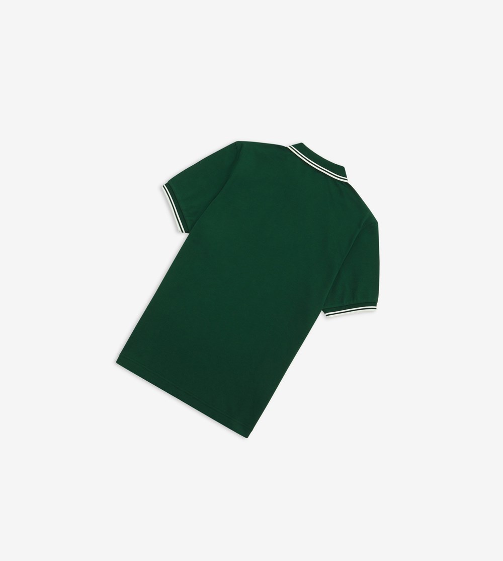 Dark Green / White Fred Perry M3600 Men's Polo Shirts | NOPAB-9638