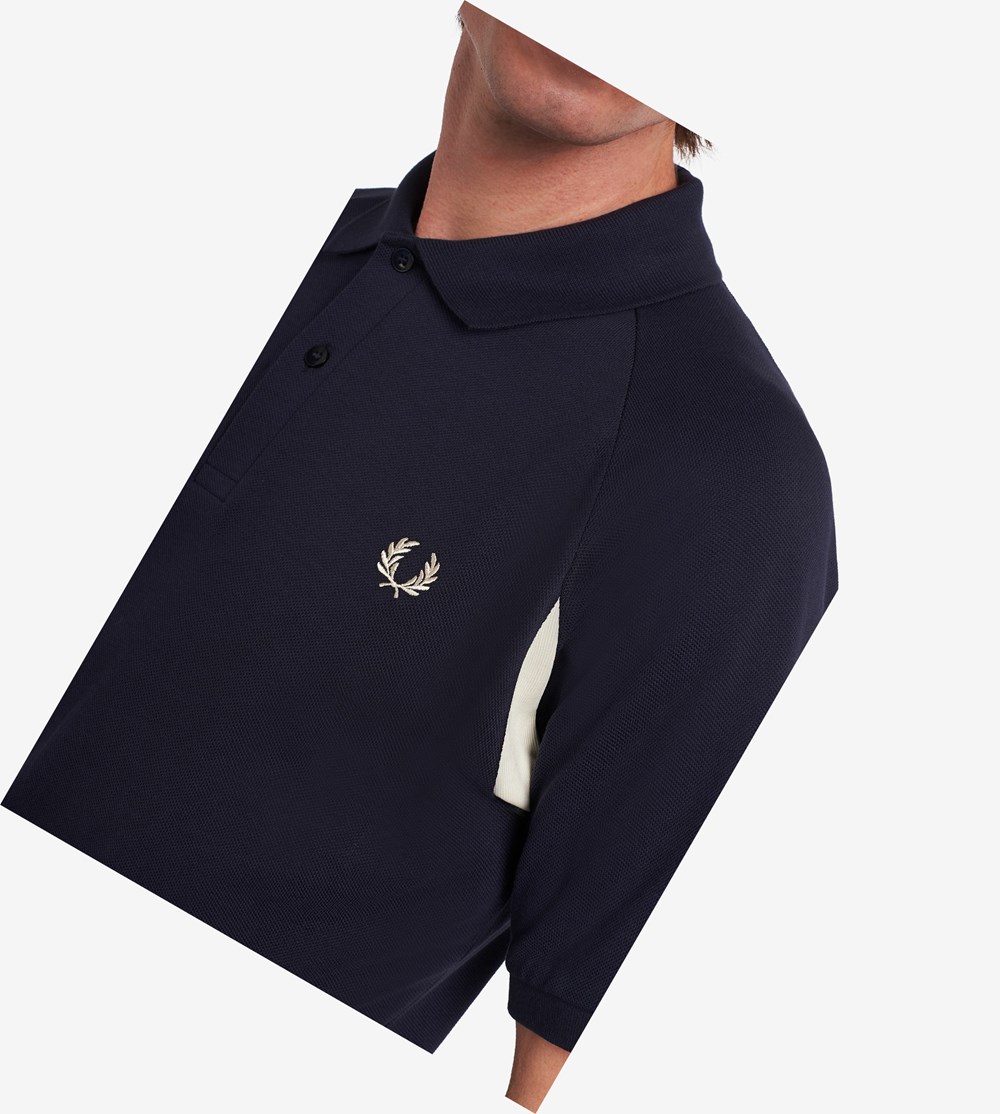 Dark Grey Fred Perry Reissues Raglan Sleeve Men's Polo Shirts | XEWCG-5842