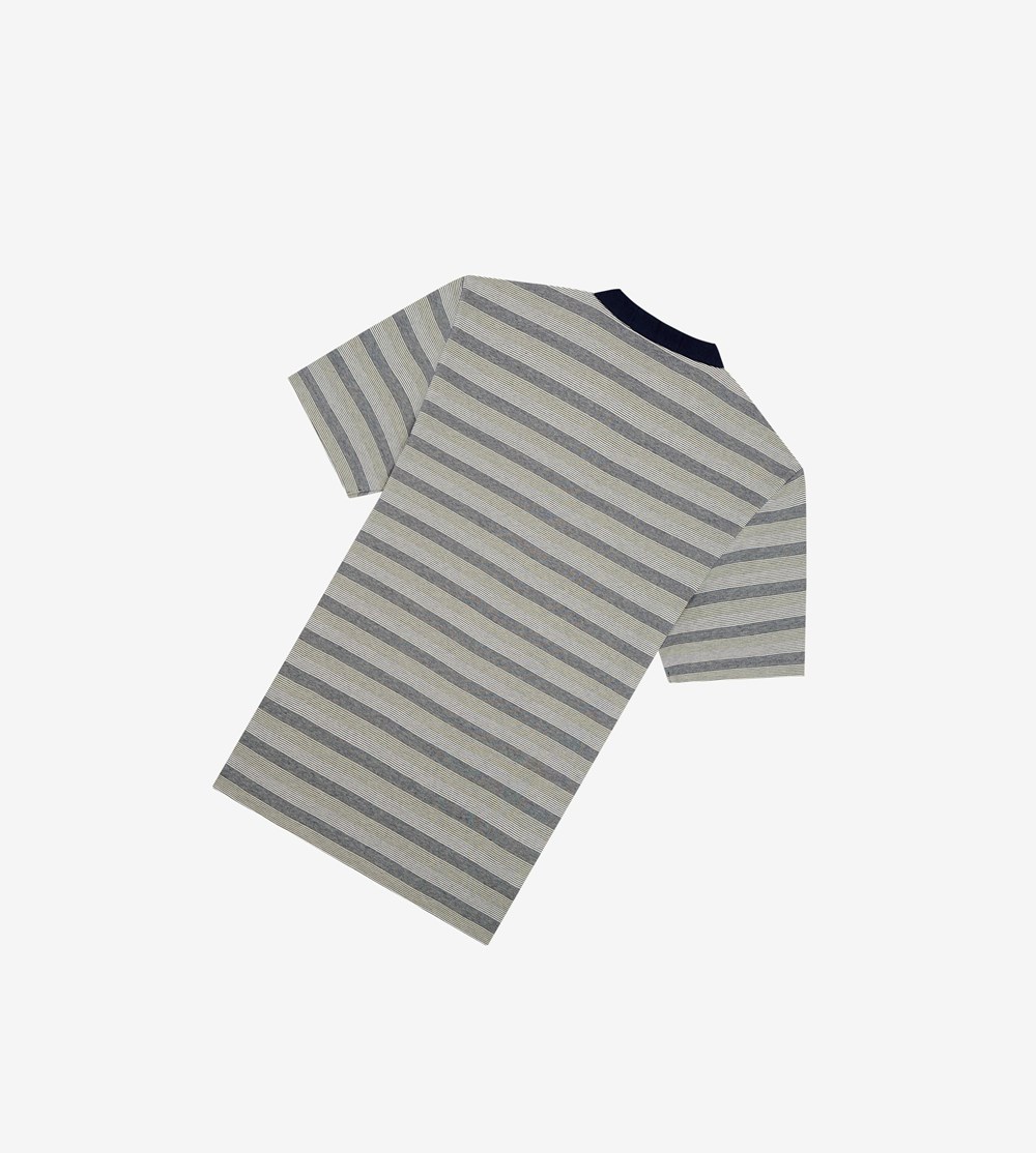 Dark Grey Fred Perry Reissues Striped Henley Shirt Men's Polo Shirts | MWERB-1257