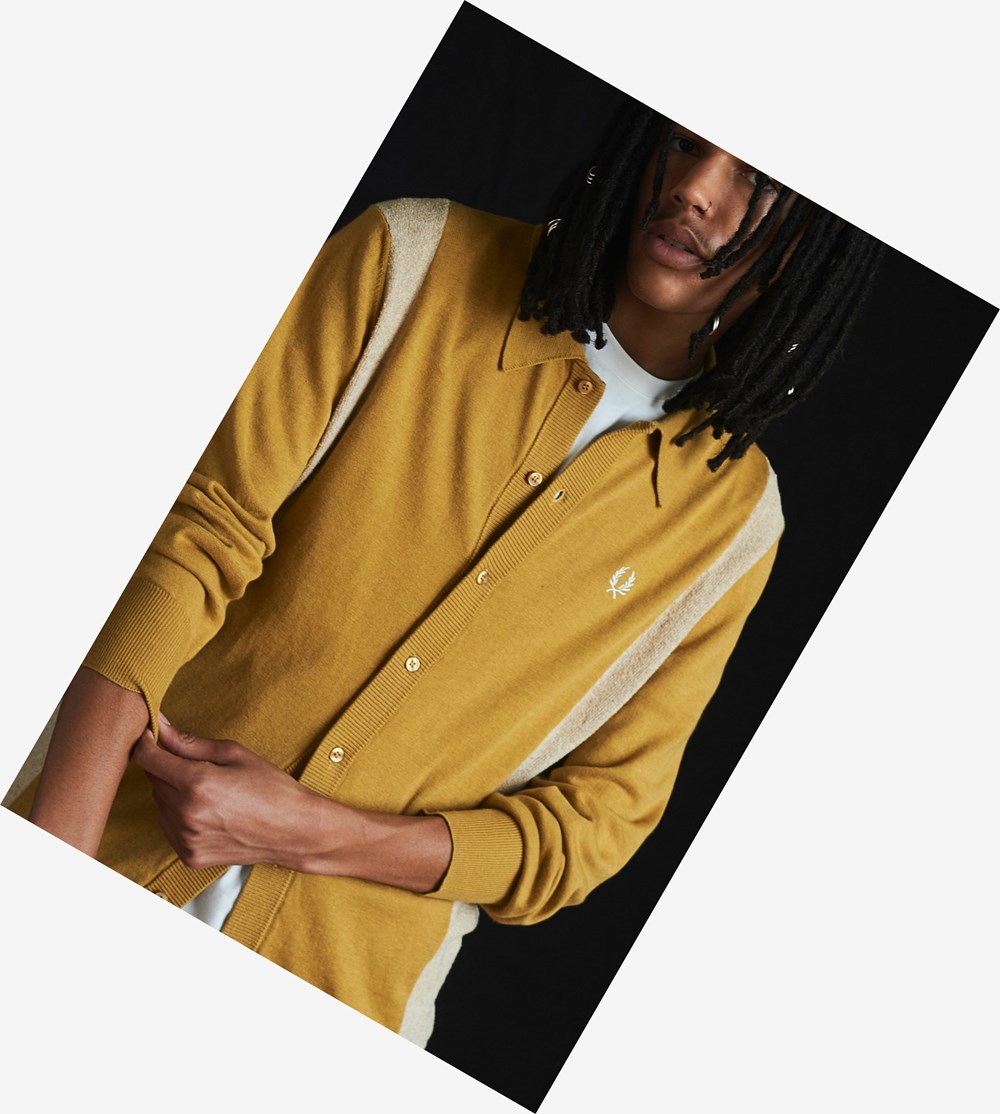 Gold Fred Perry Reissues Knitted Towelling Shirt Men's Knitwear | GFBLR-3420