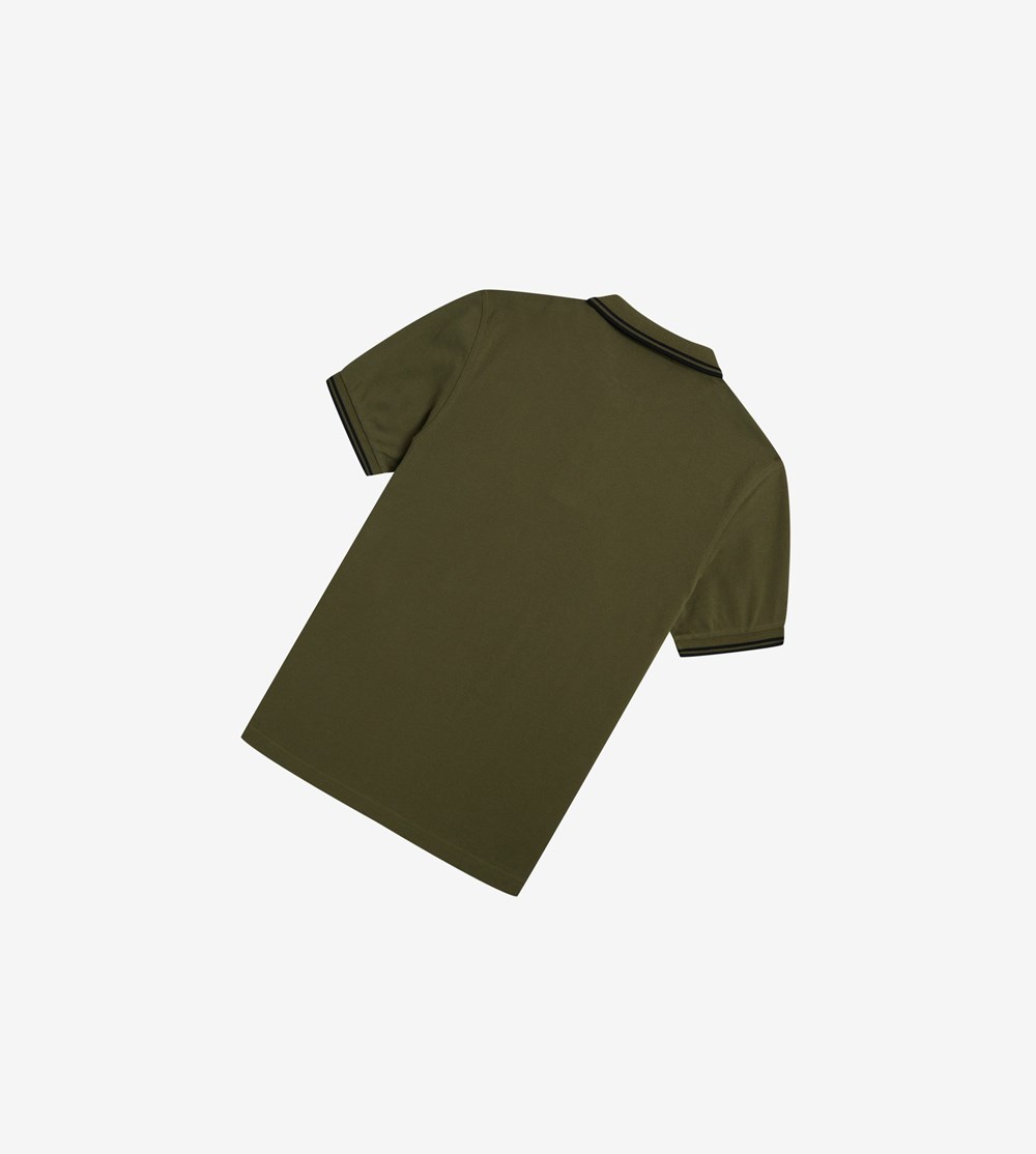 Green / Black Fred Perry M3600 Men's Polo Shirts | KMUJW-2687