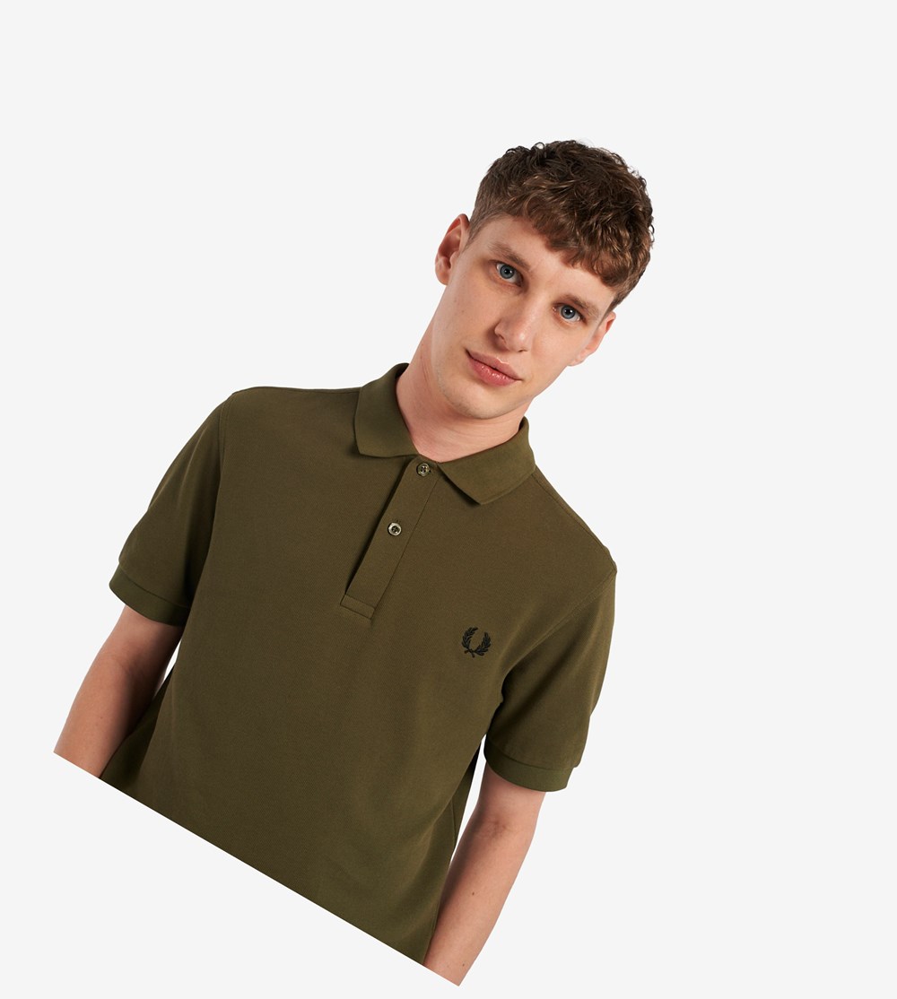 Green / Black Fred Perry M6000 Men's Polo Shirts | WGRFI-2531