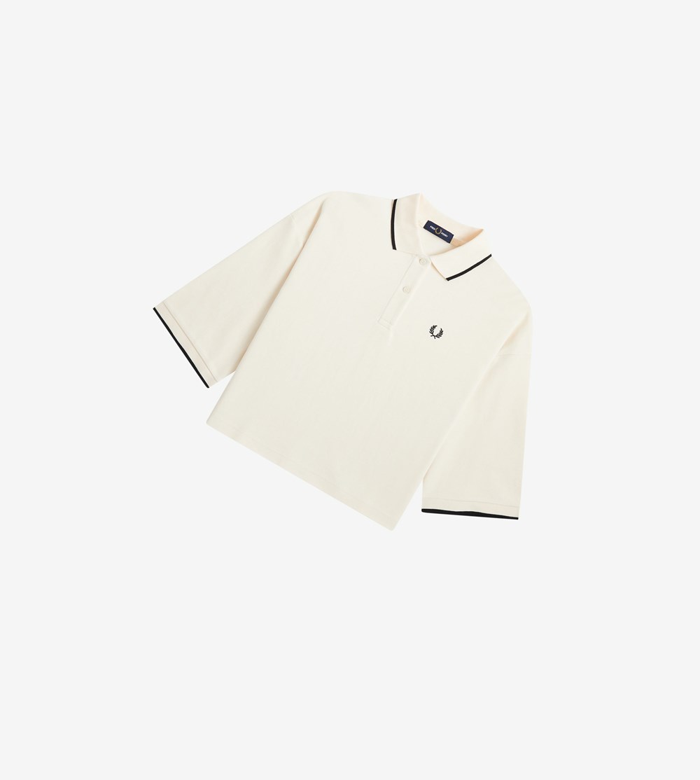 Green Fred Perry Boxy Piqué Shirt Women's Polo Shirts | WSOVQ-4381