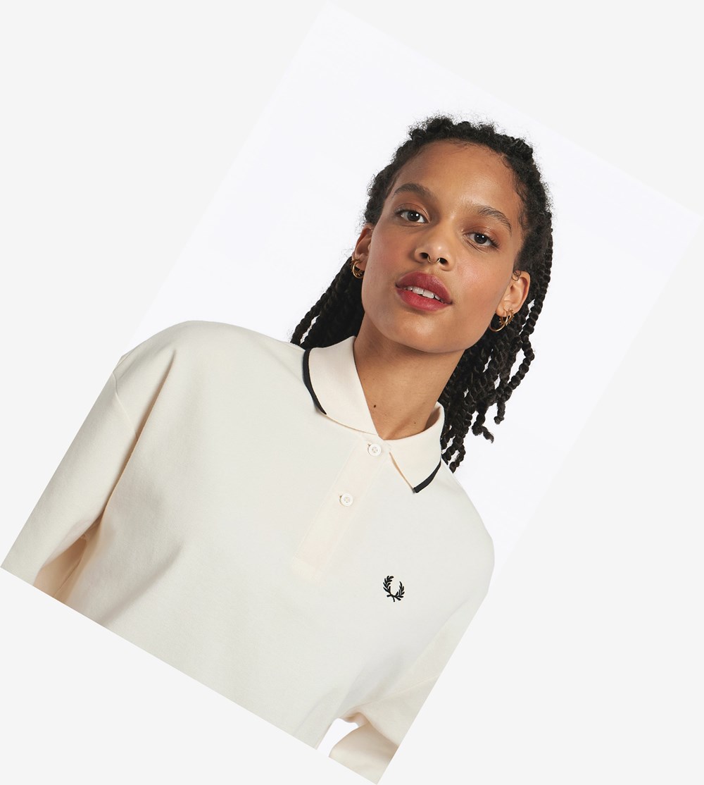 Green Fred Perry Boxy Piqué Shirt Women's Polo Shirts | WSOVQ-4381