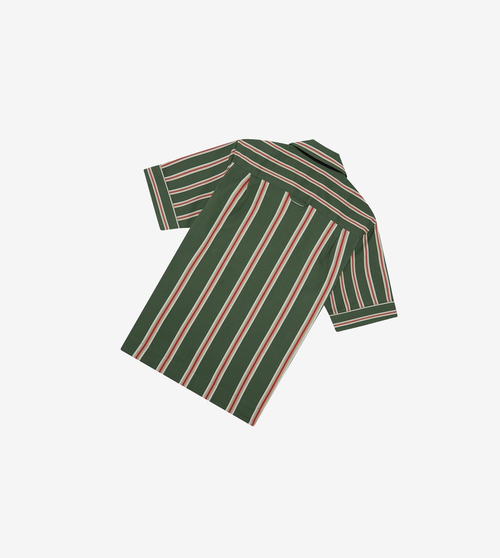 Green Fred Perry Nicholas Daley Vertical Stripe Men's Shirts | ZDASP-7942