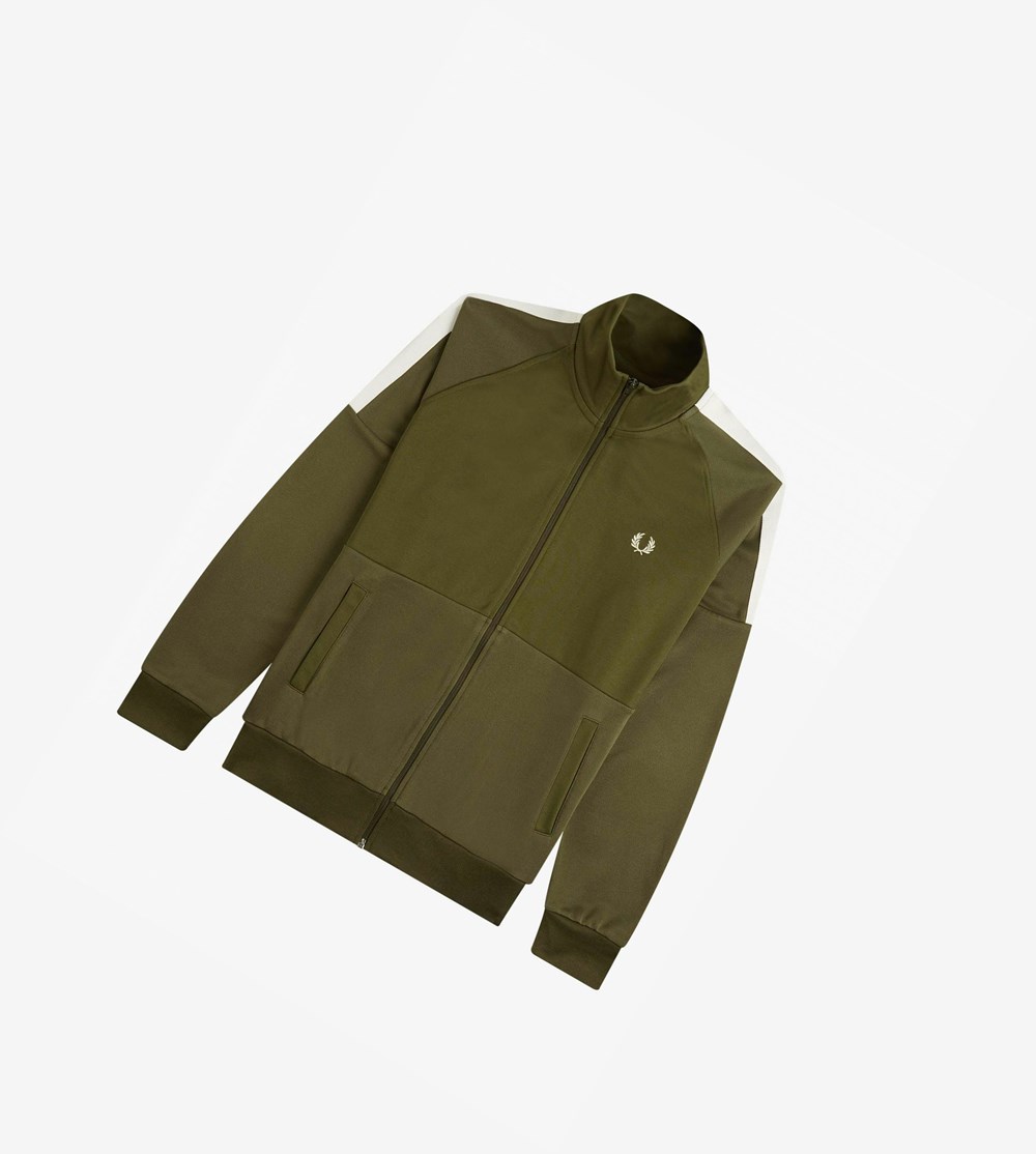 Green Fred Perry Panelled Men\'s Track Jacket | DPZGW-1420