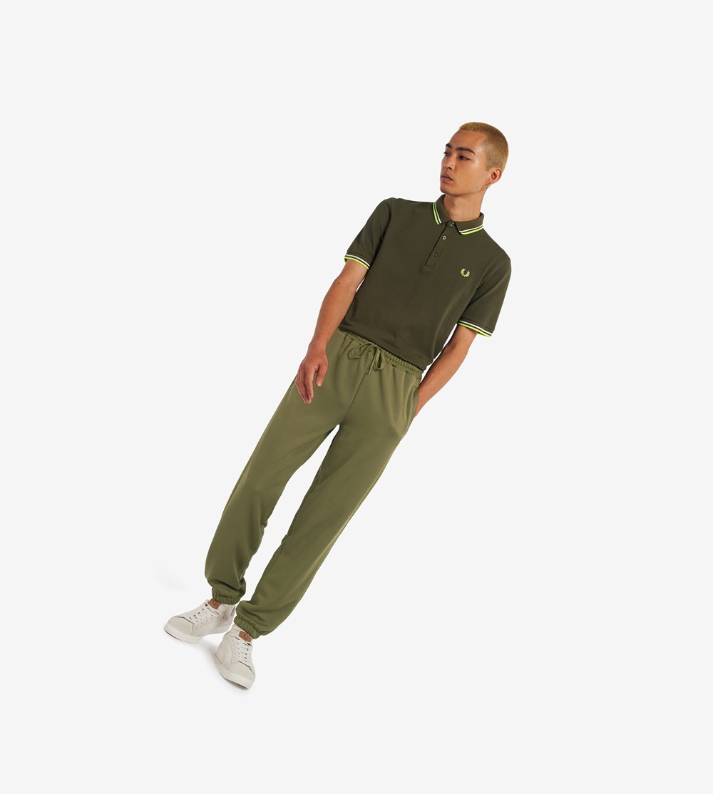 Green Fred Perry Panelled Track Pants Men's Trousers | TJDZS-2307