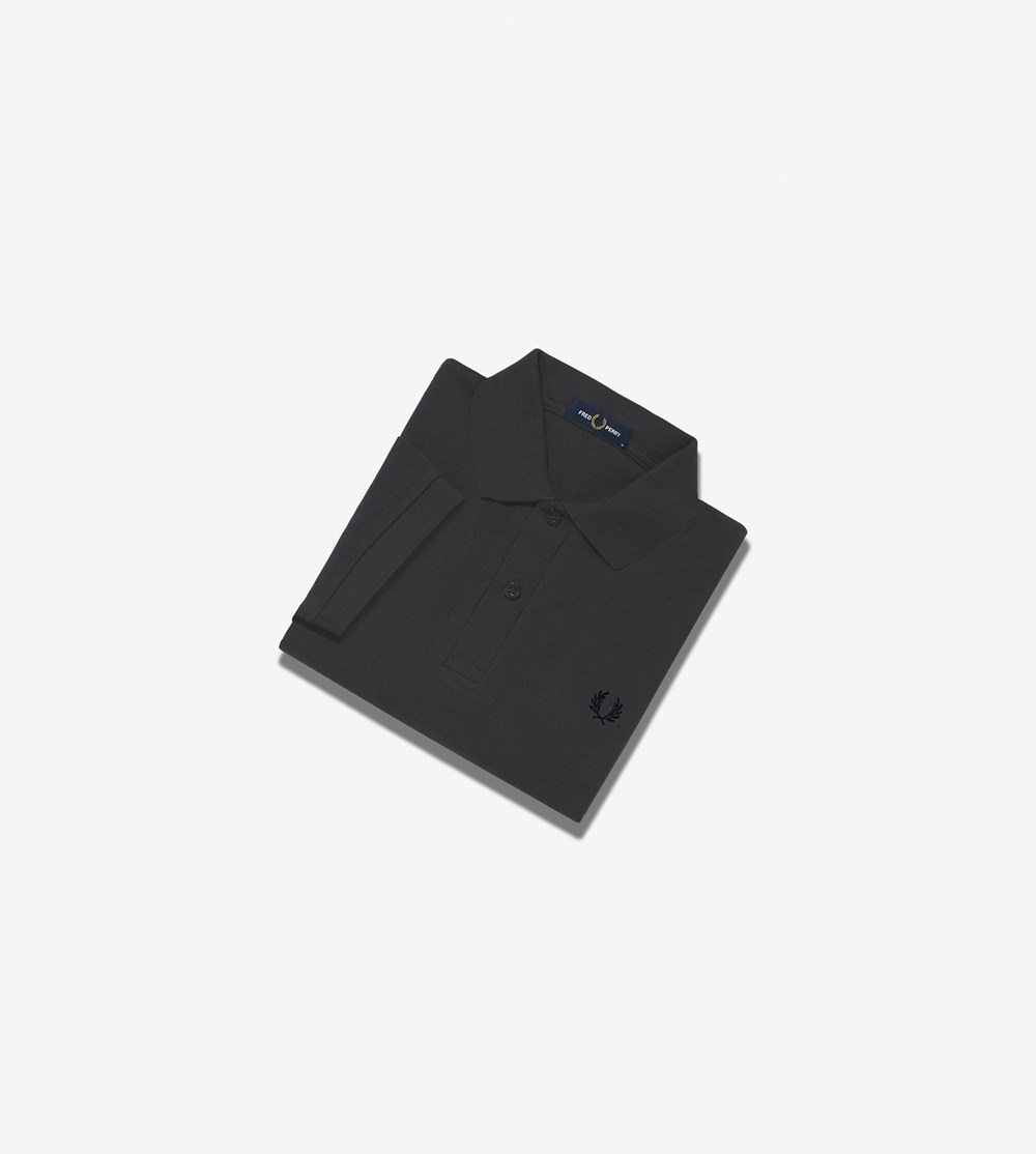 Grey / Black Fred Perry M6000 Men's Polo Shirts | OUJZA-5429