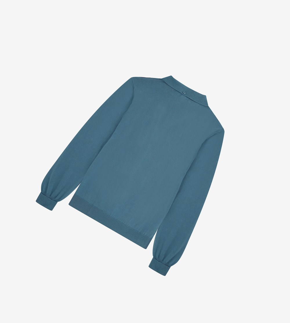 Grey Blue Fred Perry Reissues Panelled Cable Knit Shirt Men's Knitwear | ZYPEQ-0348