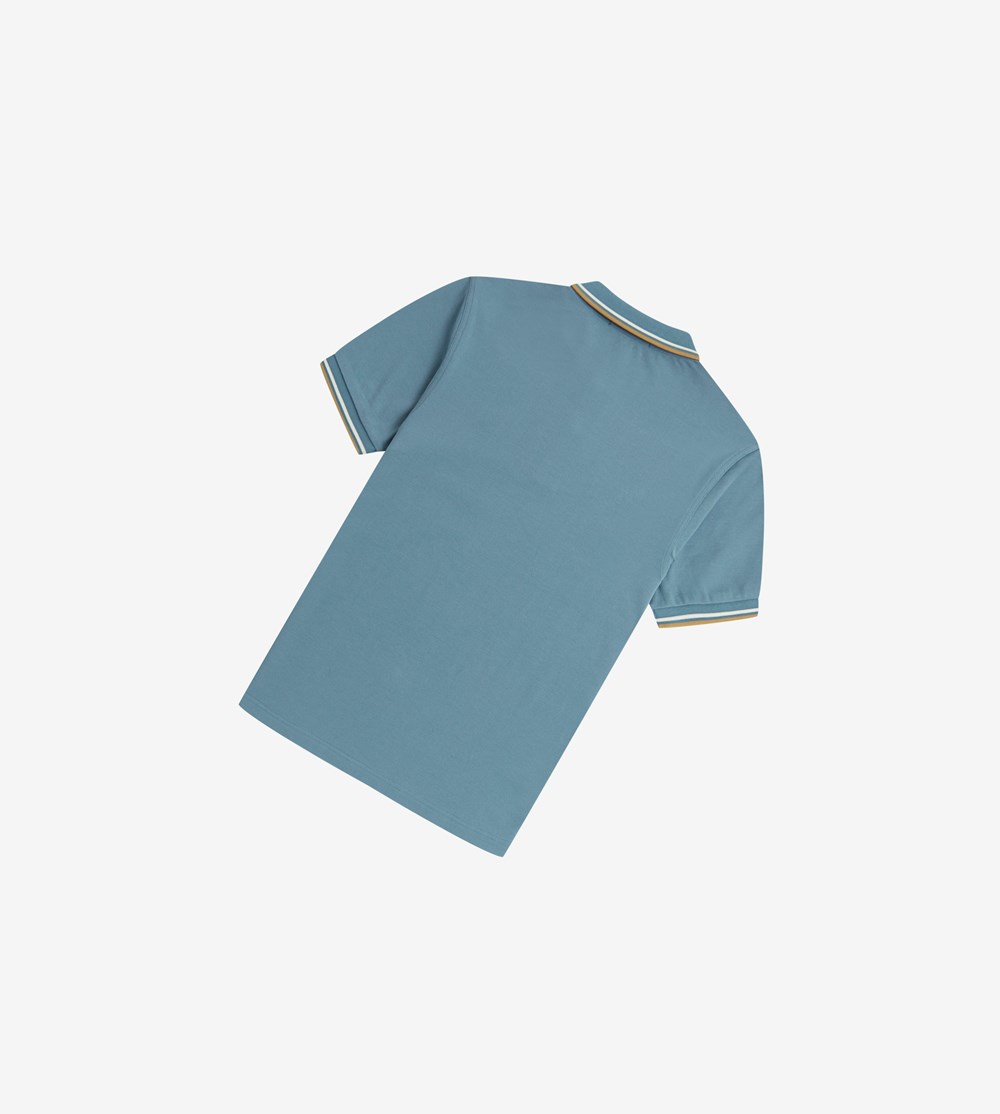 Grey Blue / Gold Fred Perry M3600 Men's Polo Shirts | SCHDP-0178