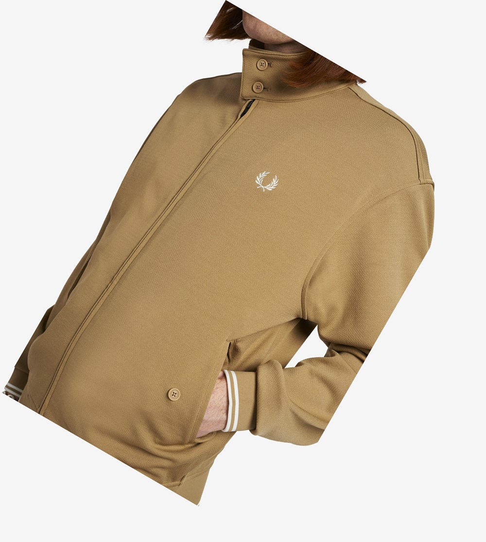 Grey Fred Perry Button-Neck Zip Through Jacket Men's Jackets | SYMTK-2198