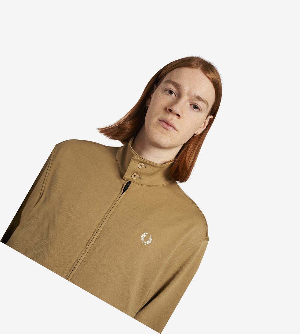 Grey Fred Perry Button-Neck Zip Through Jacket Men's Jackets | SYMTK-2198