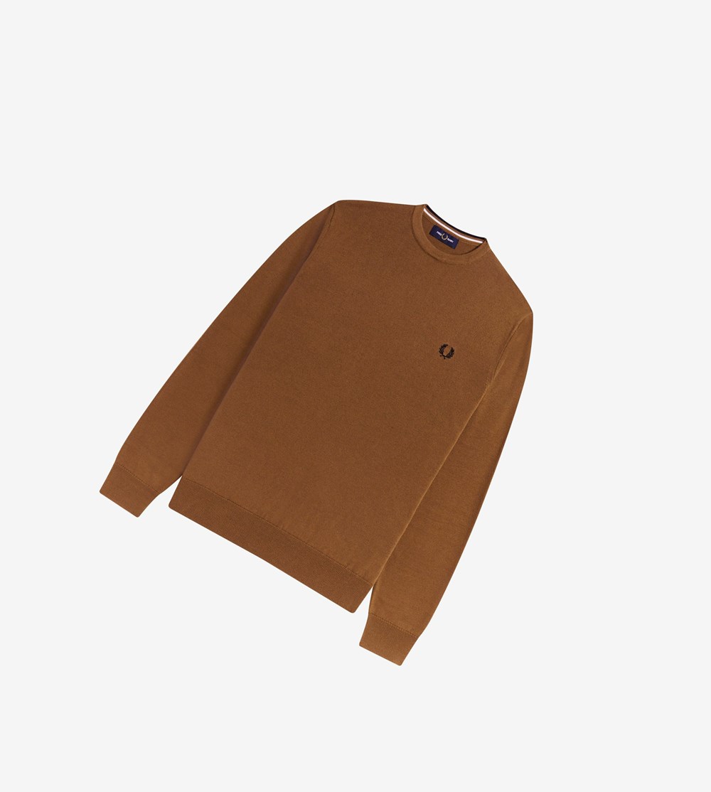 Grey Fred Perry Classic Crew Neck Jumper Men's Knitwear | QFSIN-2108