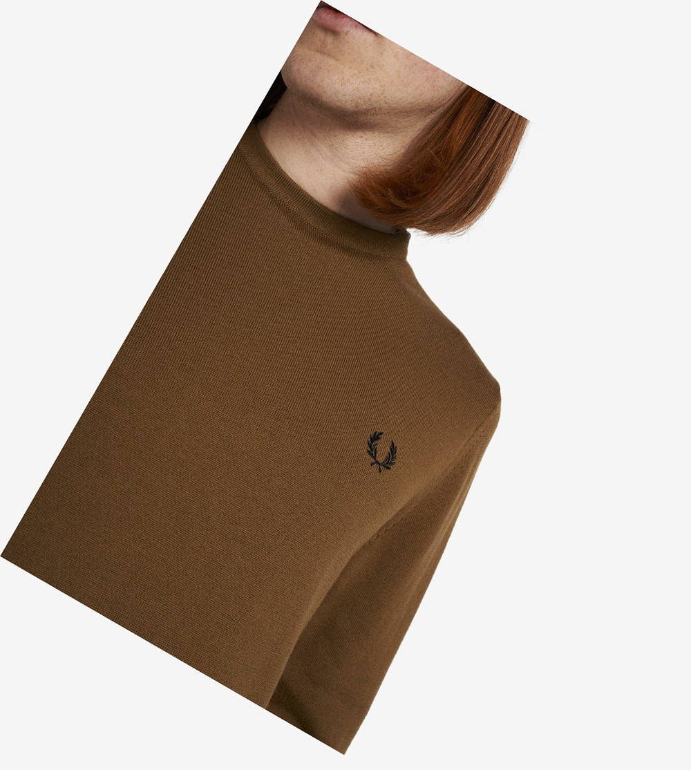 Grey Fred Perry Classic Crew Neck Jumper Men's Knitwear | QFSIN-2108