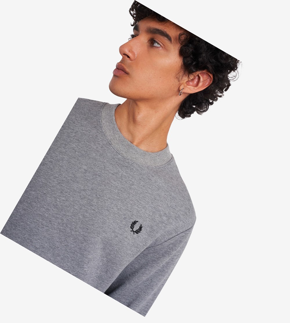 Grey Fred Perry Crew Neck Men's Sweatshirt | VEOQX-7582