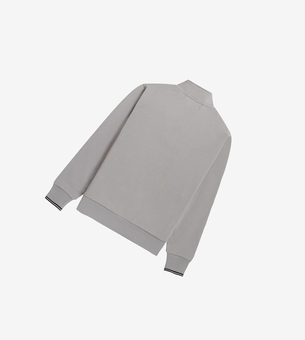 Grey Fred Perry Half Zip Men's Sweatshirt | NCVRI-3701