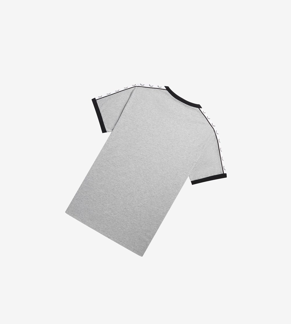 Grey Fred Perry Taped Ringer Men's T Shirts | BLZYO-8057