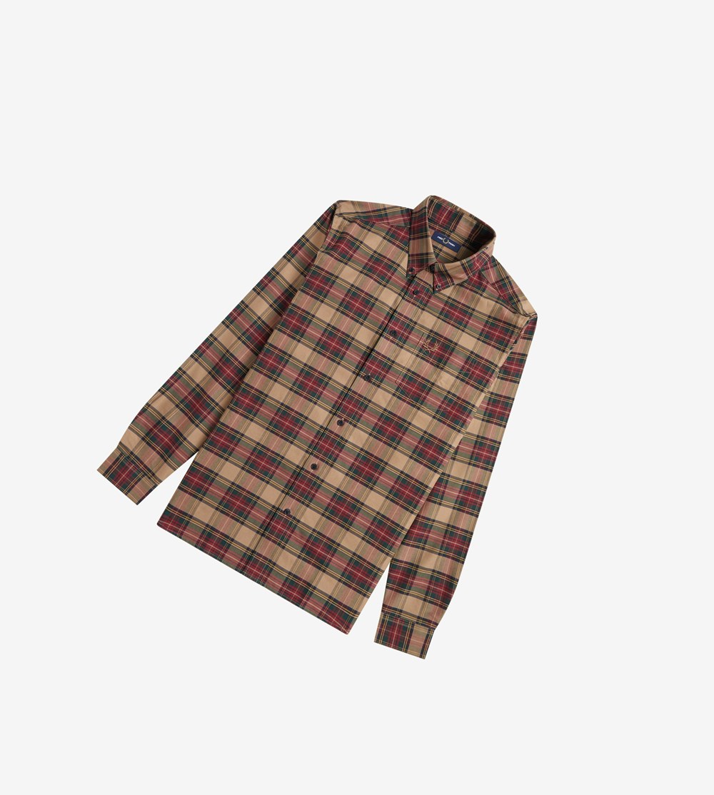 Grey Fred Perry Tartan Men's Shirts | YZSAJ-8731