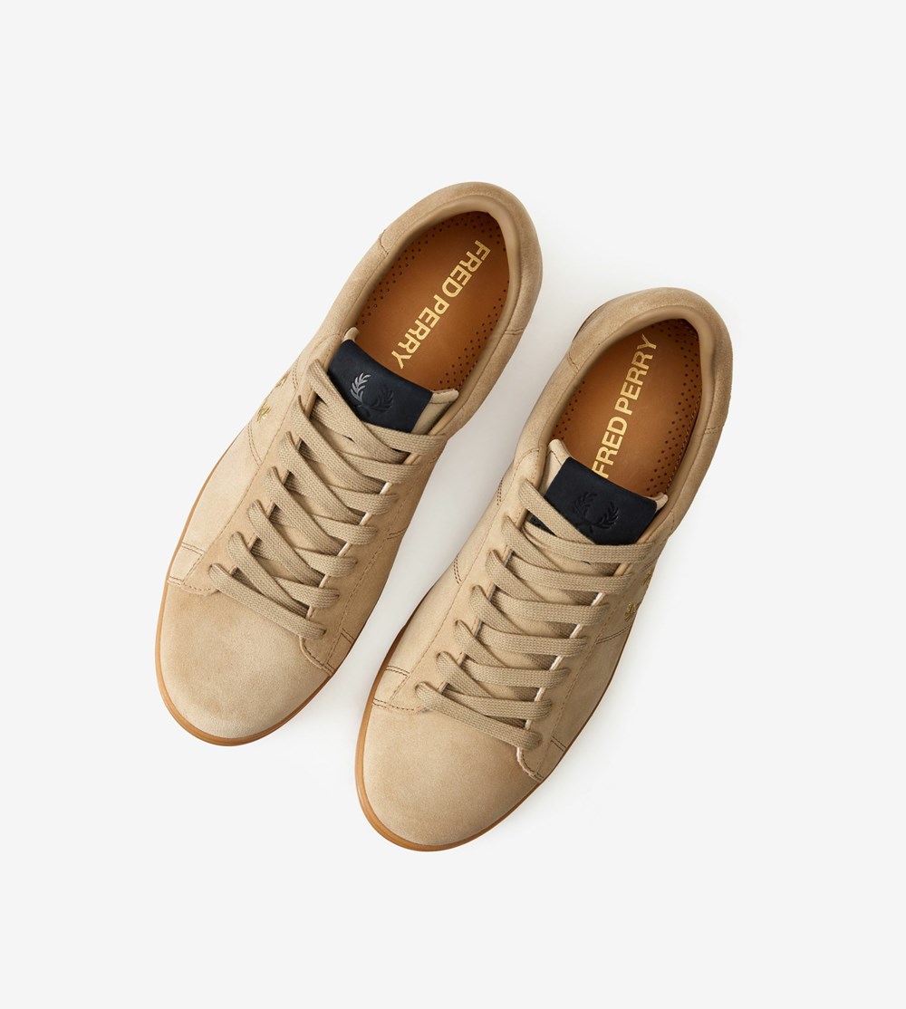 Grey / Metal Gold Fred Perry Spencer Men's Sneakers | KFDUX-3219