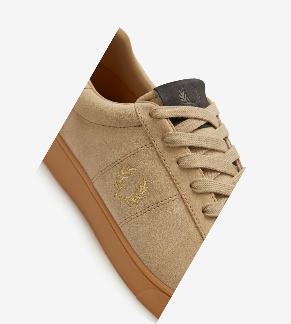 Grey / Metal Gold Fred Perry Spencer Men's Sneakers | KFDUX-3219