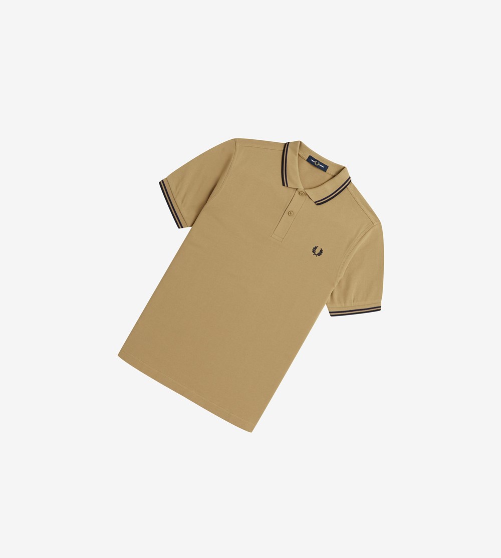 Grey / Navy Fred Perry M3600 Men's Polo Shirts | SCHOK-8396