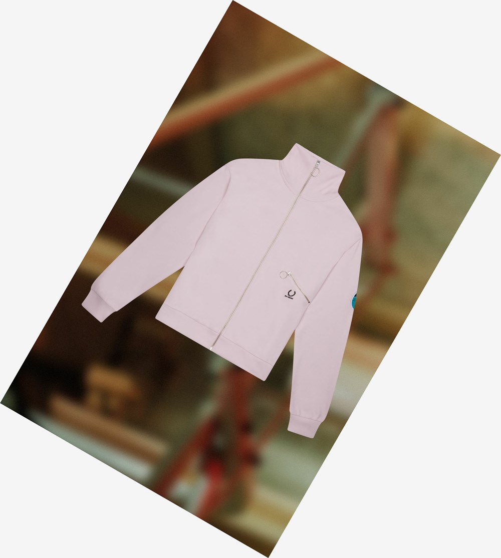 Light Pink Fred Perry Raf Simons Patch Detail Men\'s Track Jacket | WVXSG-6354