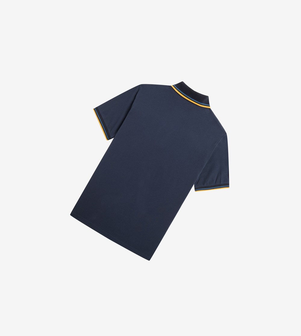 Navy / Blue Fred Perry M12 Men's Polo Shirts | IAXFW-2748