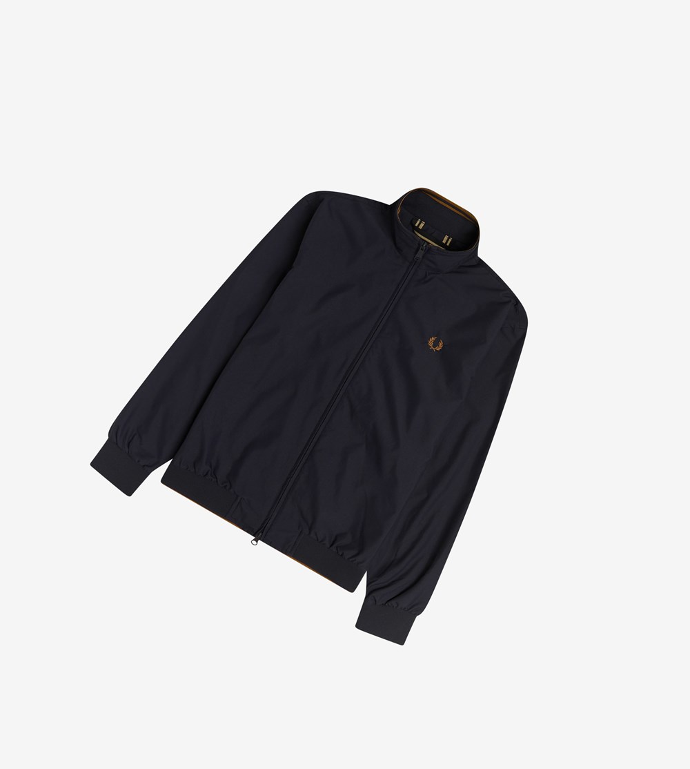 Navy Fred Perry Brentham Jacket Men's Jackets | JRXFT-1750