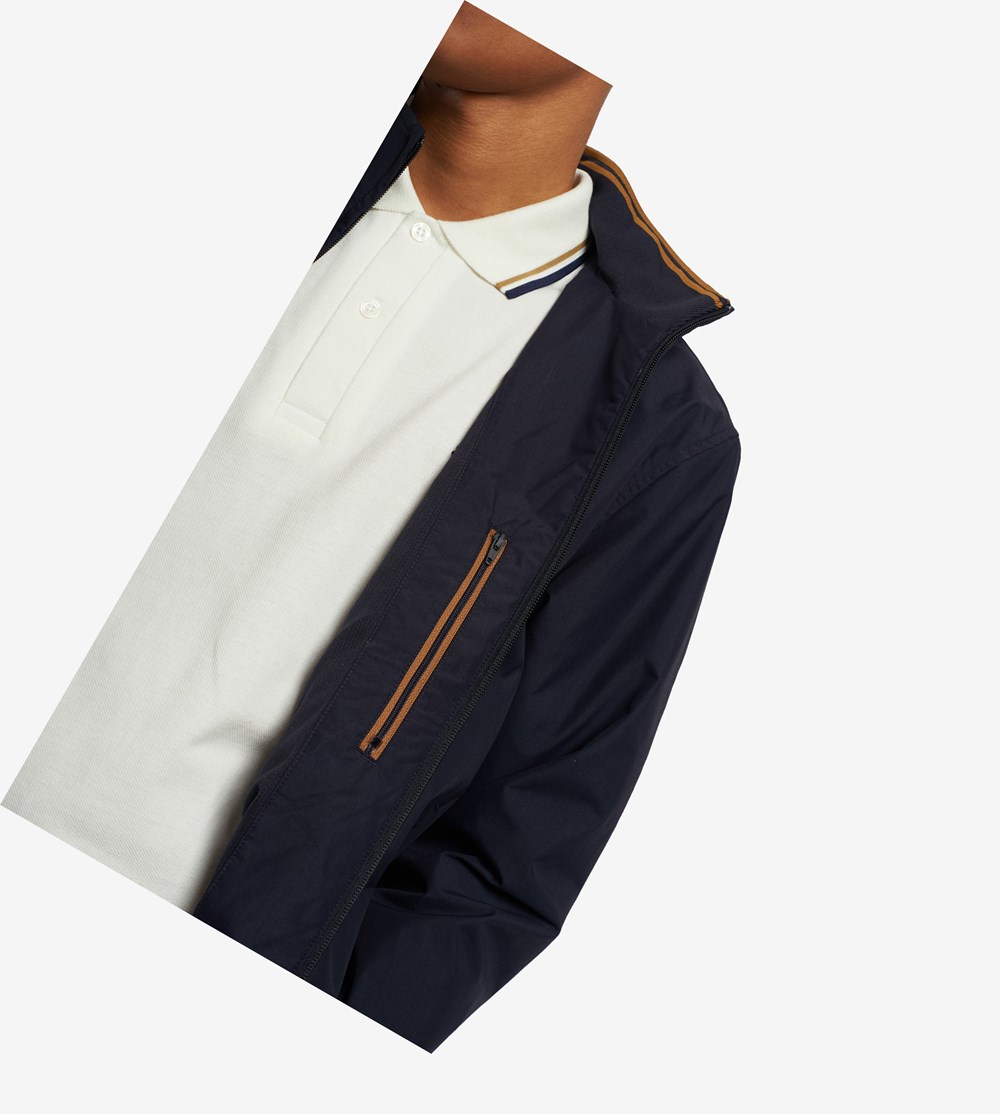 Navy Fred Perry Brentham Jacket Men's Jackets | JRXFT-1750