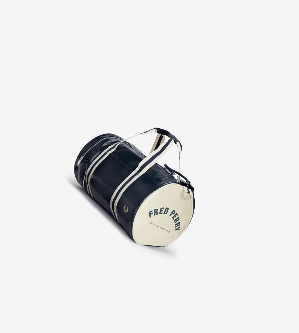 Navy Fred Perry Classic Barrel Bag Men's Bags | NTOKV-3901