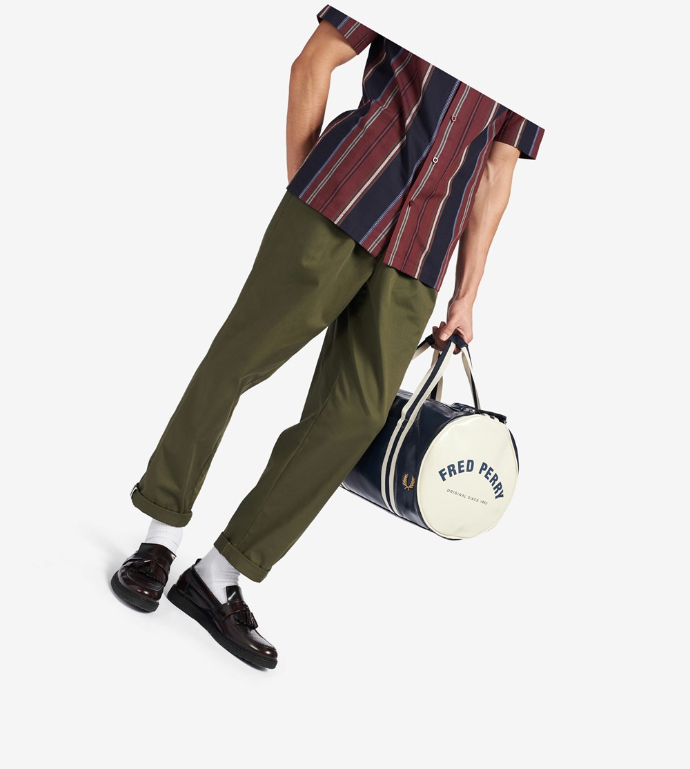 Navy Fred Perry Classic Barrel Bag Men's Bags | NTOKV-3901