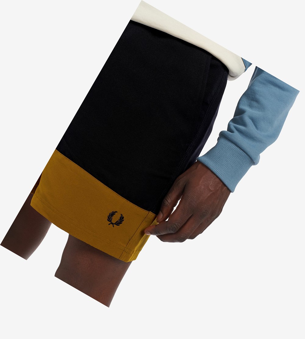 Navy Fred Perry Colour Block Swim Short Men's Shorts | JUYGV-0946