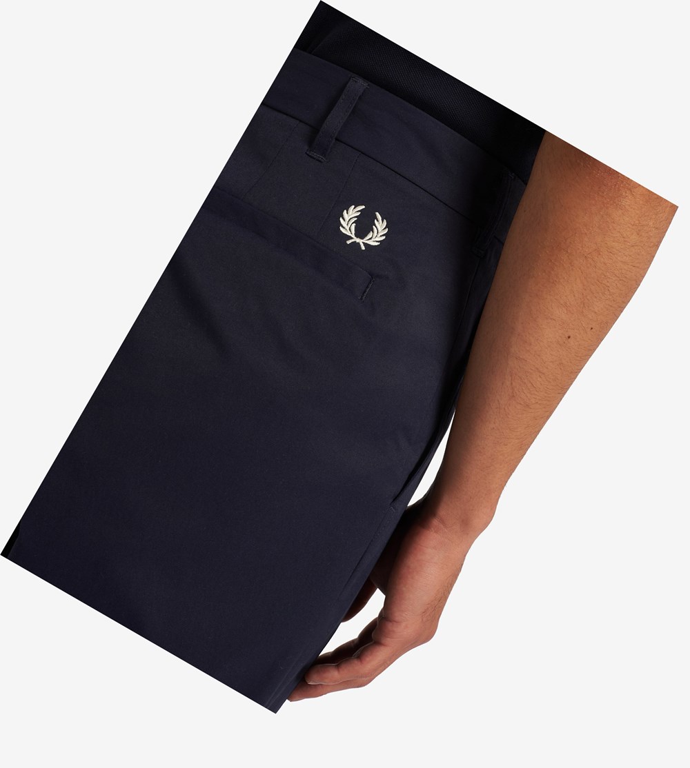 Navy Fred Perry Cropped Men's Trousers | QAEZW-0162