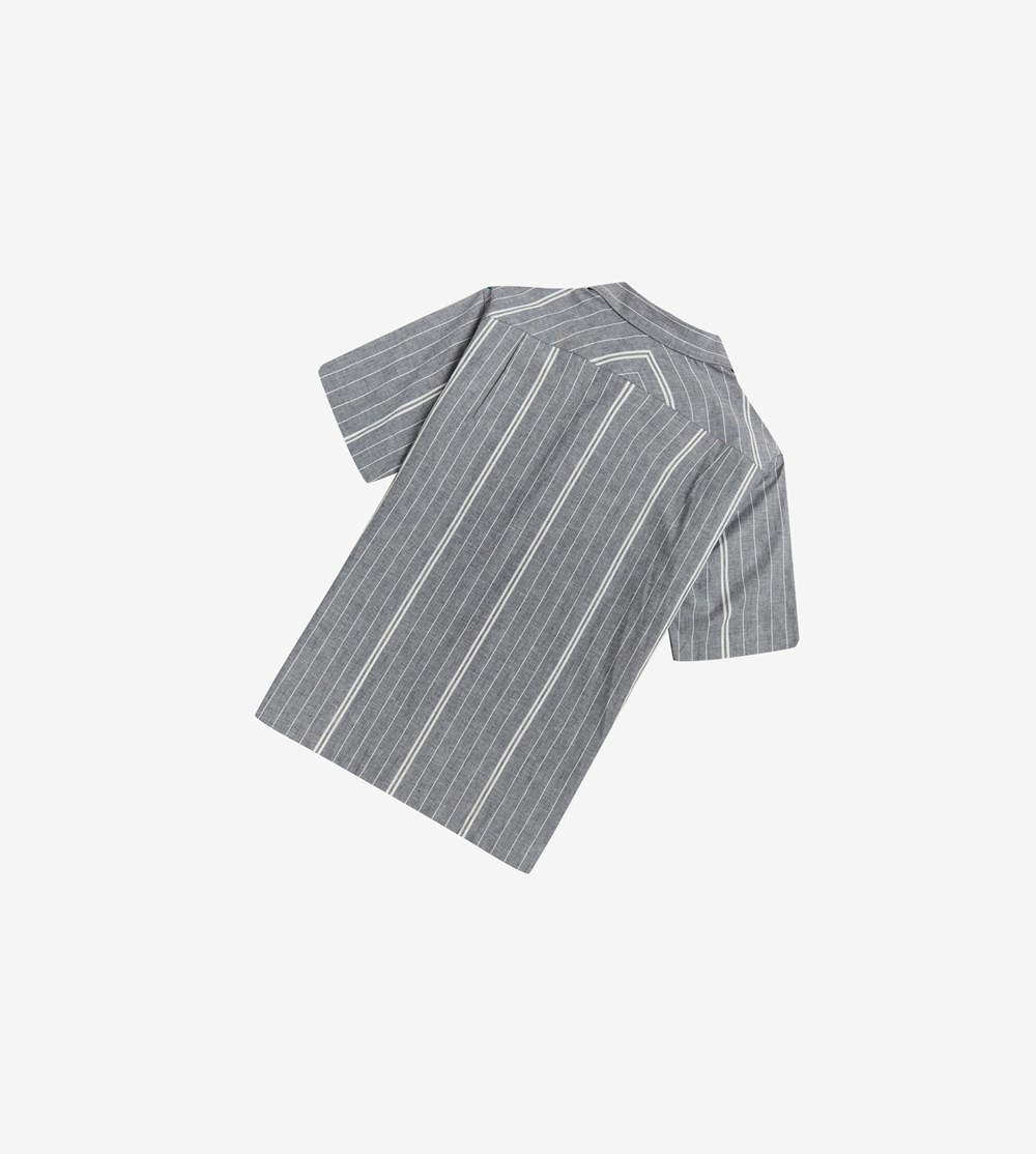 Navy Fred Perry Fine Stripe Men's Shirts | DQGRO-9580