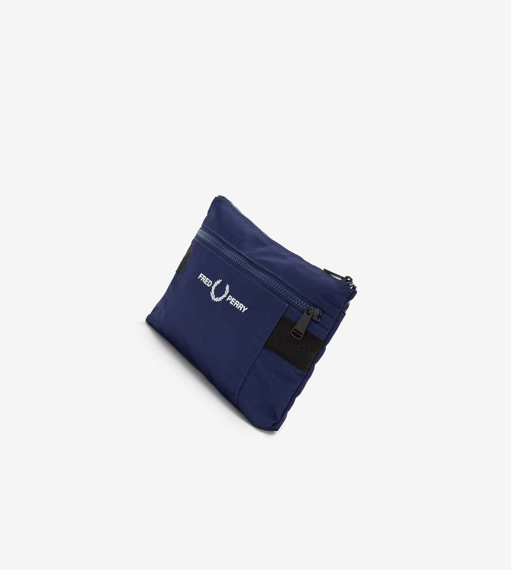 Navy Fred Perry Graphic Tape Sacoche Bag Men's Bags | FPADG-2904