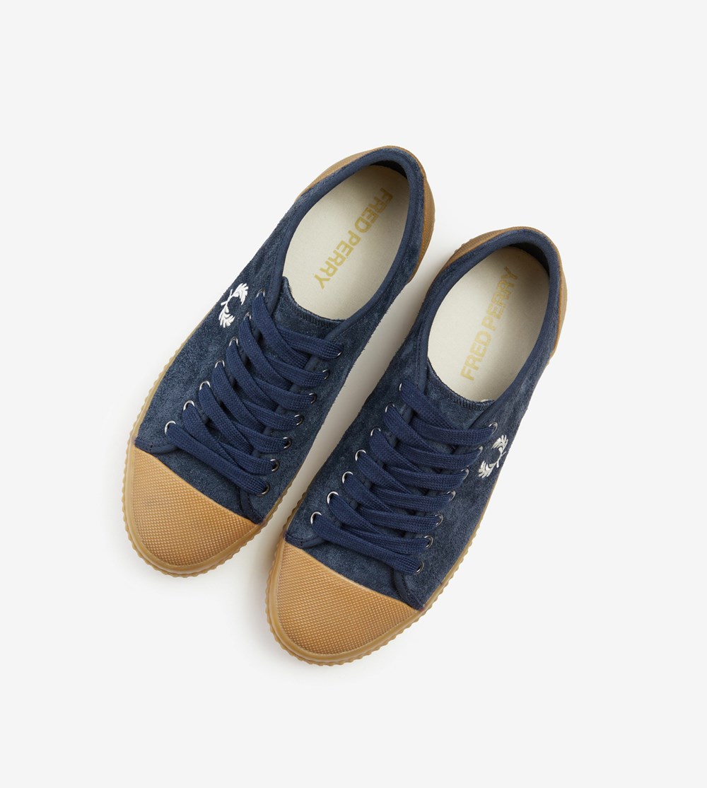 Navy Fred Perry Hughes Low Men's Canvas Shoes | AUBSG-8503