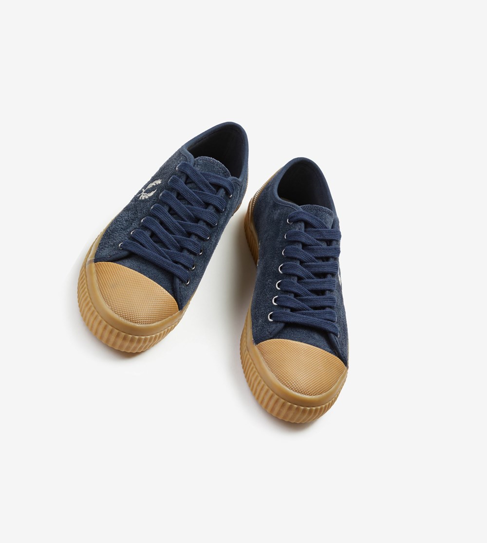 Navy Fred Perry Hughes Low Men's Canvas Shoes | AUBSG-8503