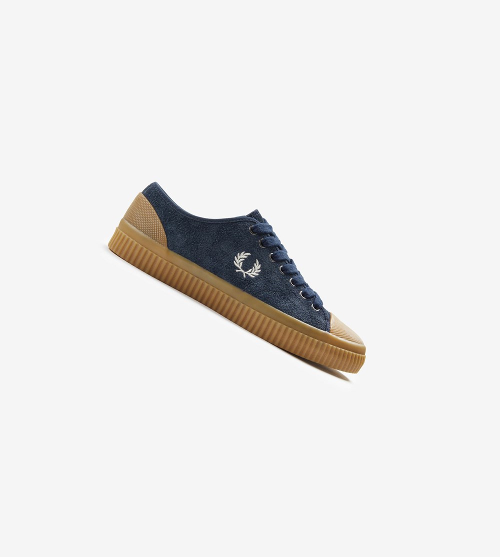 Navy Fred Perry Hughes Low Men\'s Canvas Shoes | AUBSG-8503