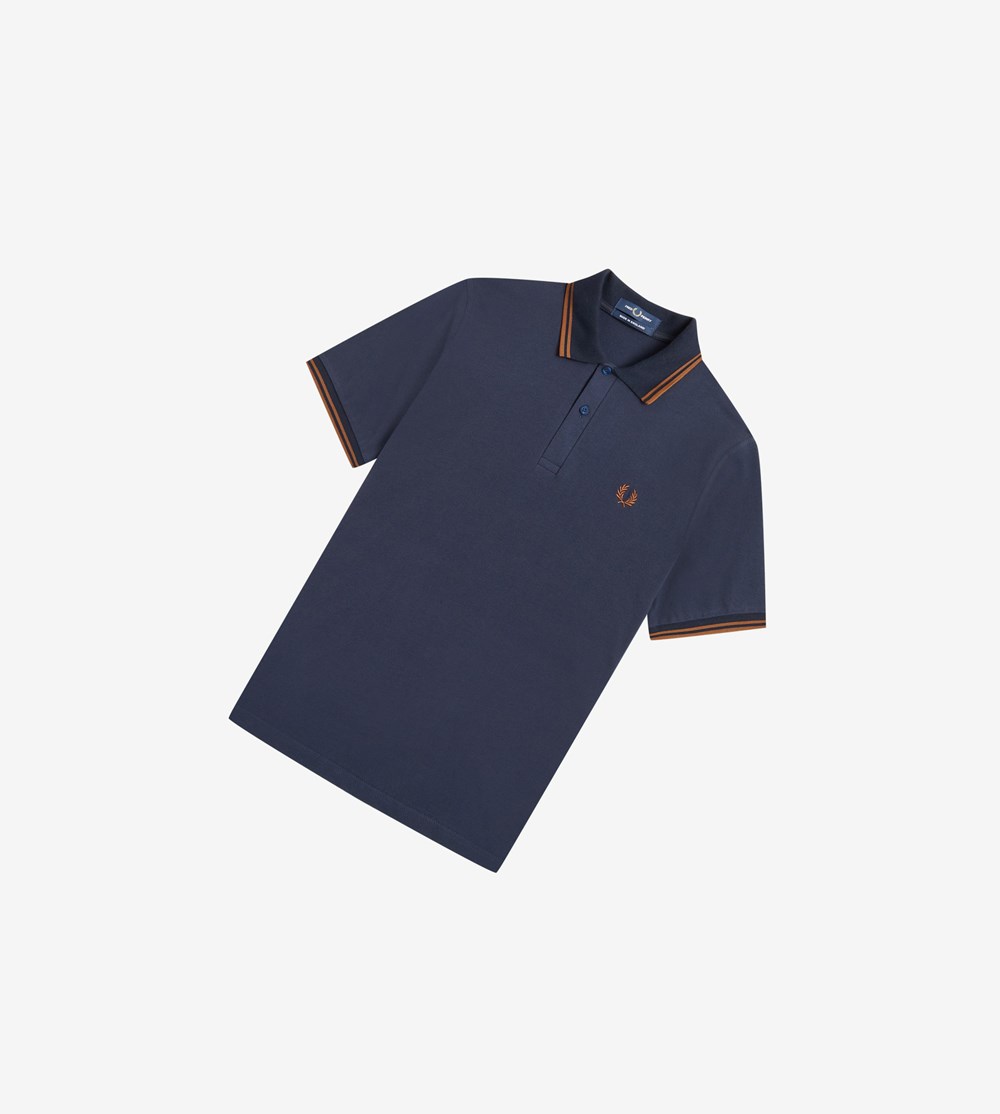 Navy Fred Perry M12 Men's Polo Shirts | BRONW-6081