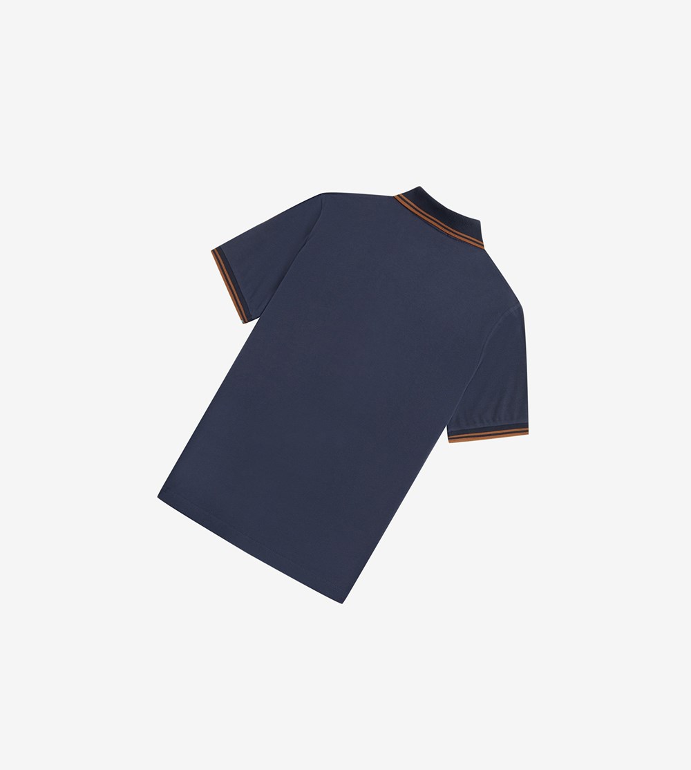 Navy Fred Perry M12 Men's Polo Shirts | BRONW-6081