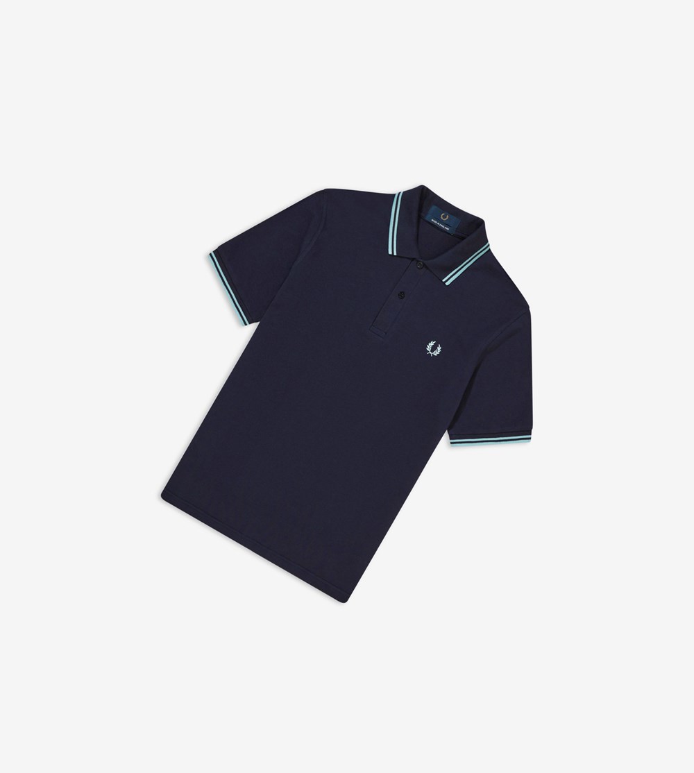 Navy Fred Perry M12 Men's Polo Shirts | JNSCB-9350