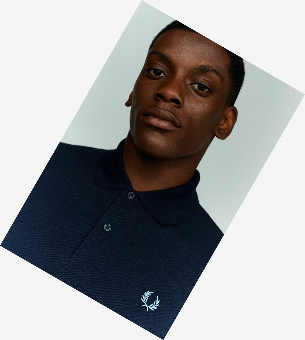 Navy Fred Perry M3 Men's Polo Shirts | TSAKJ-9813