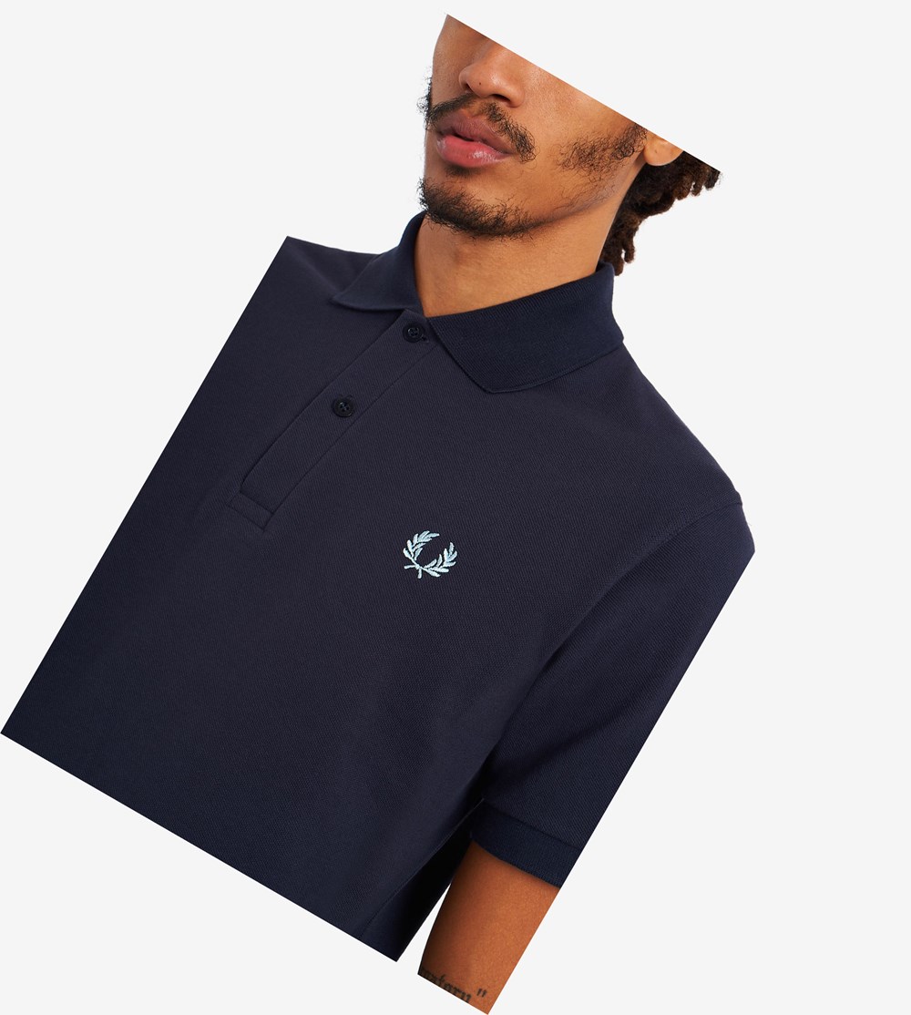 Navy Fred Perry M3 Men\'s Polo Shirts | TSAKJ-9813