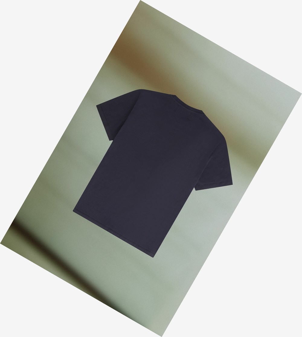 Navy Fred Perry Raf Simons Contrast Panel Men's T Shirts | UXCVE-0581