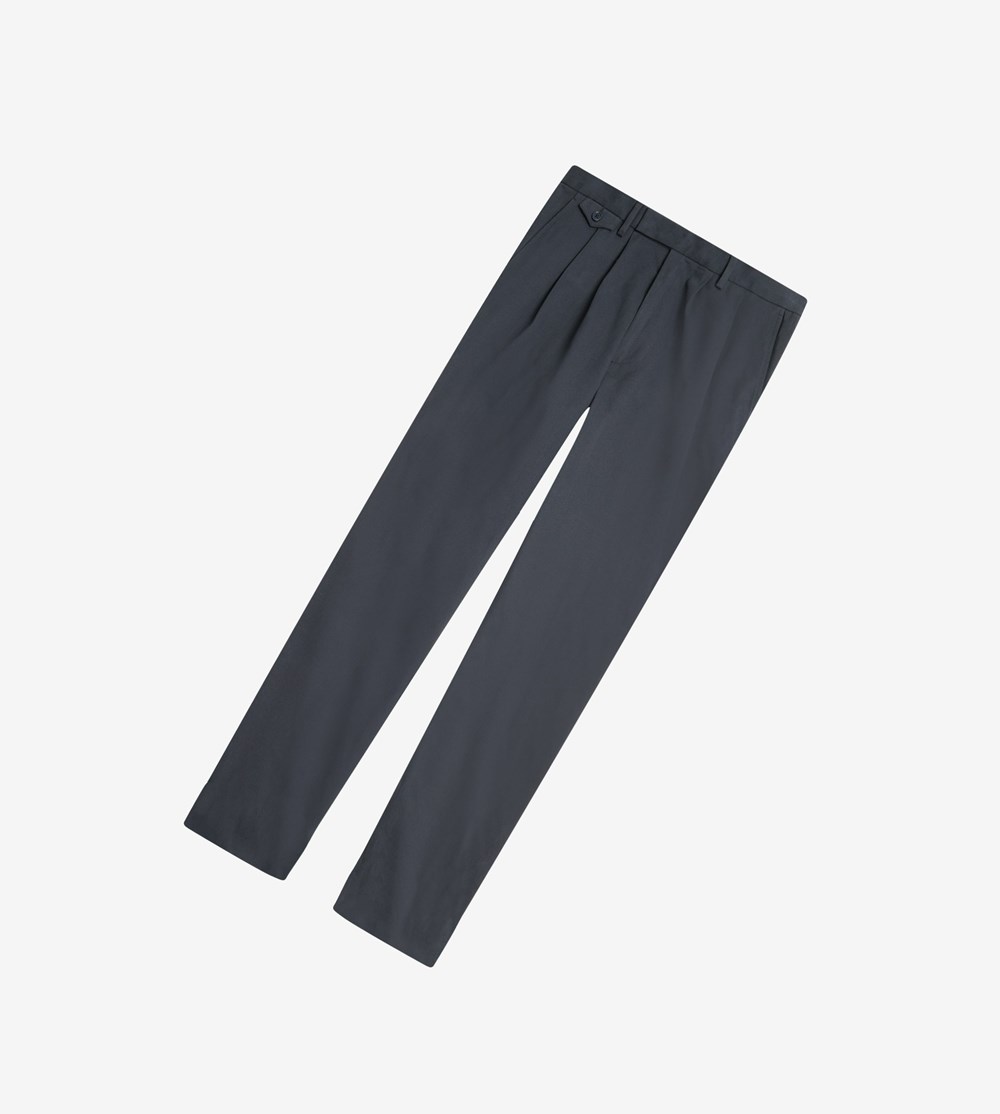 Navy Fred Perry Reissues Pleated Wide Leg Men's Trousers | JKCHE-5197