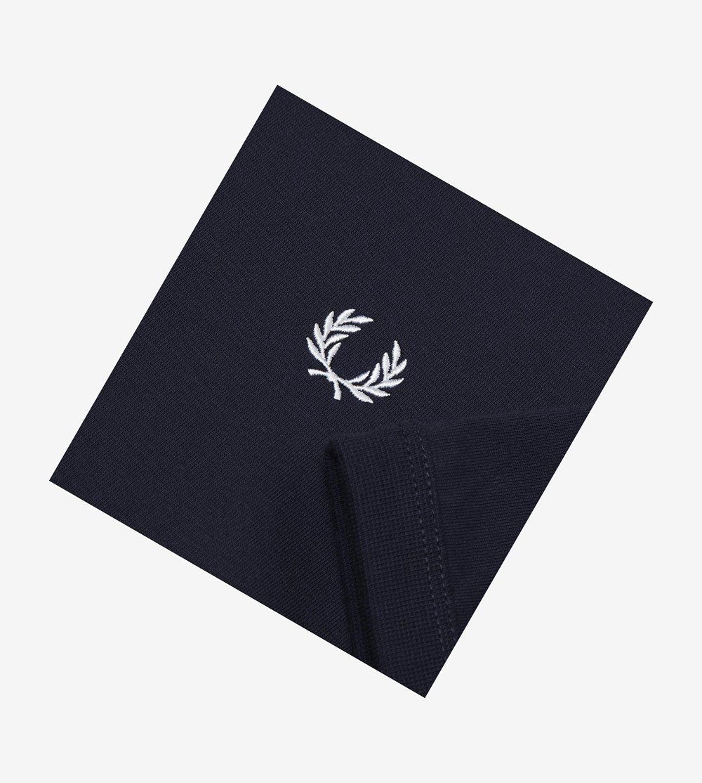 Navy Fred Perry Ringer Men's T Shirts | OSPLB-9215