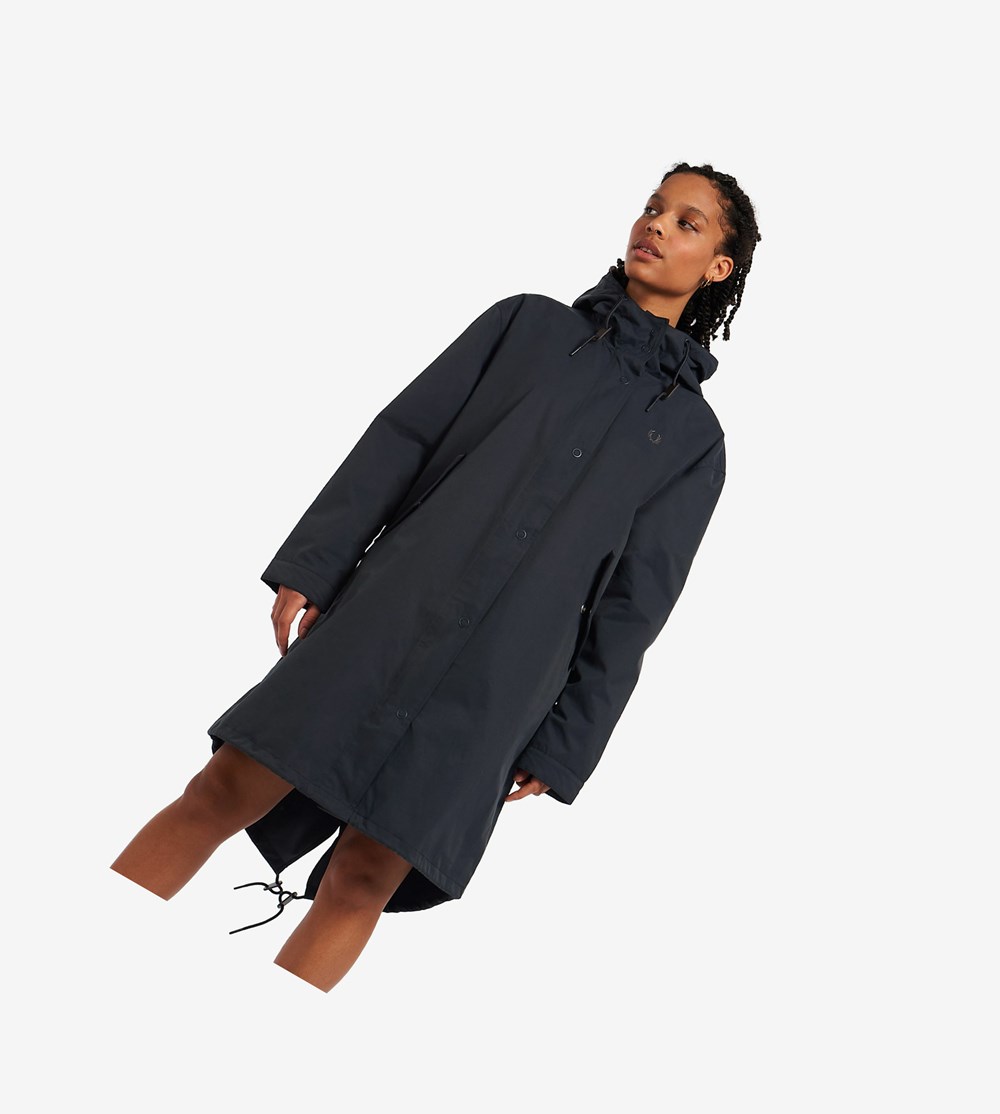 Navy Fred Perry Shell Parka Women's Jackets | HMWQN-3597