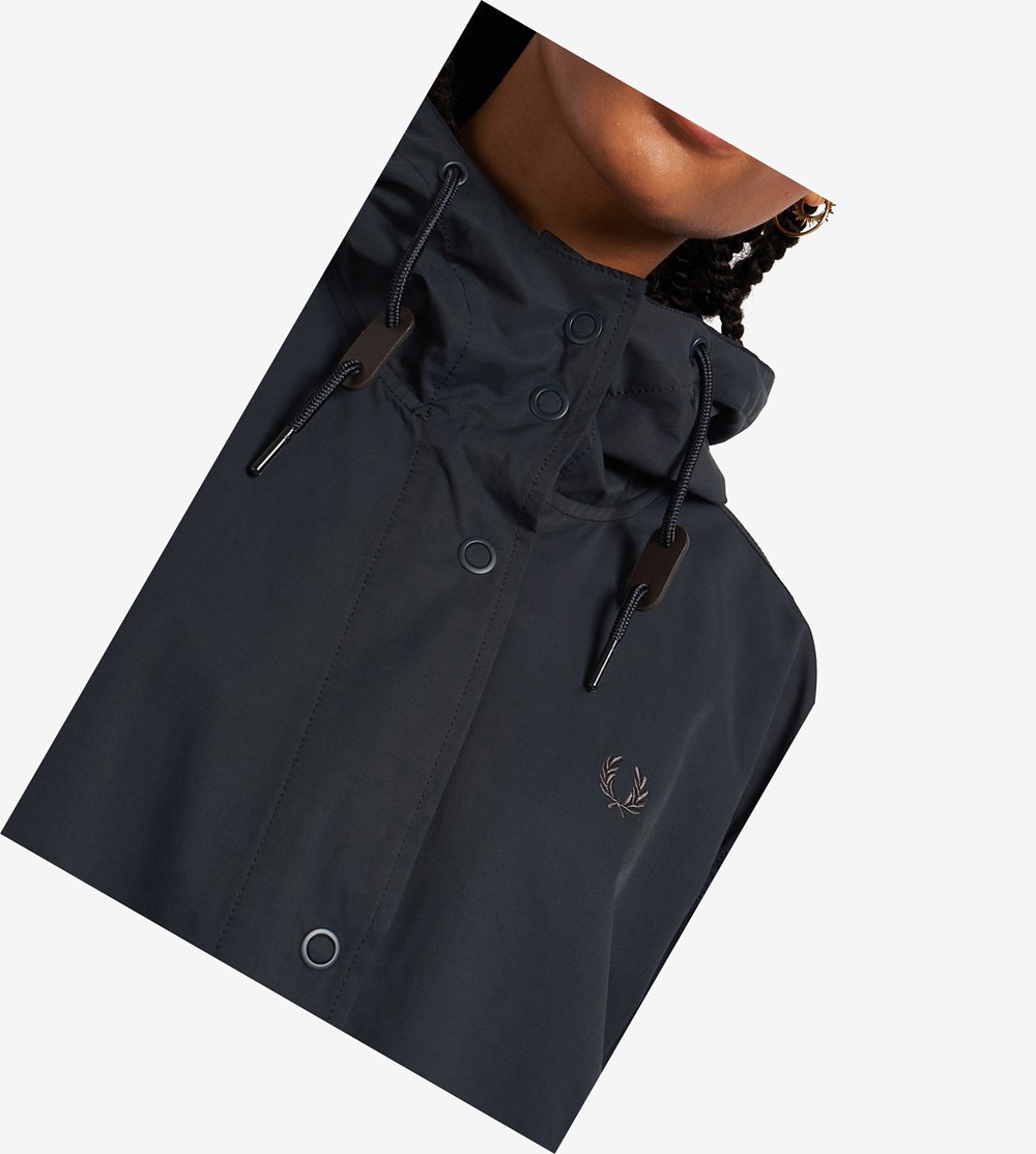 Navy Fred Perry Shell Parka Women's Jackets | HMWQN-3597